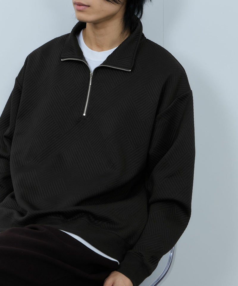 URBAN COLLECTION ふくれジャガード ハーフジップスウェット メンズ商品画像-5