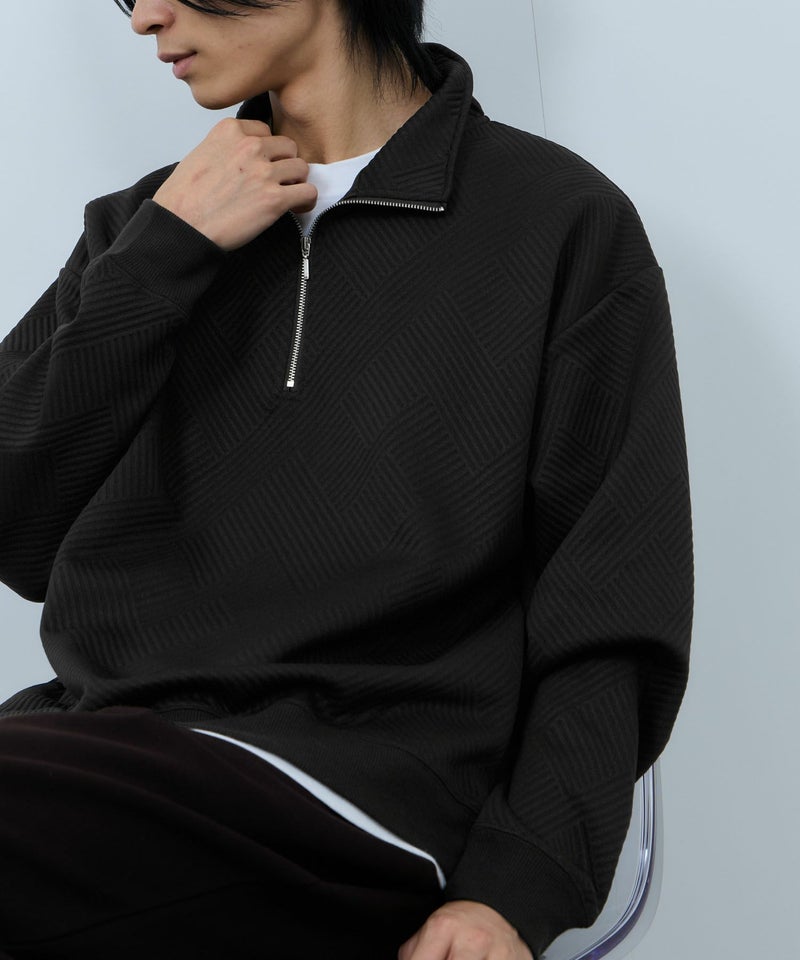 URBAN COLLECTION ふくれジャガード ハーフジップスウェット メンズ商品画像-6