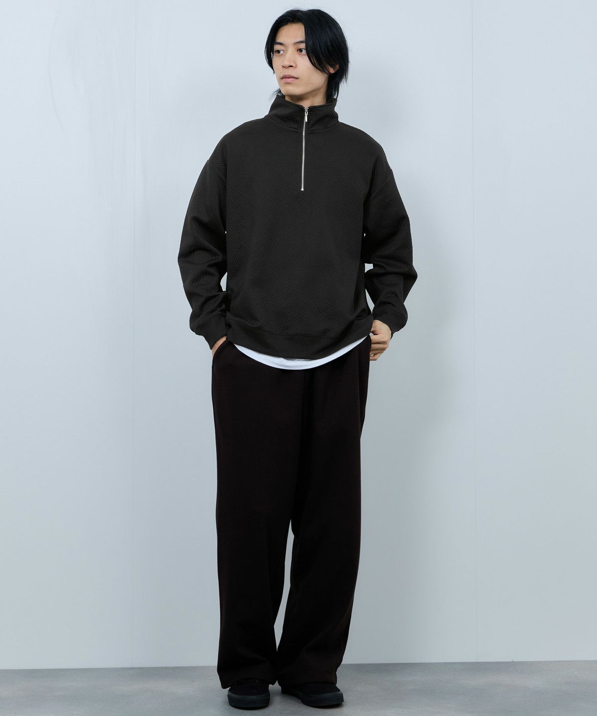 URBAN COLLECTION ふくれジャガード ハーフジップスウェット メンズ