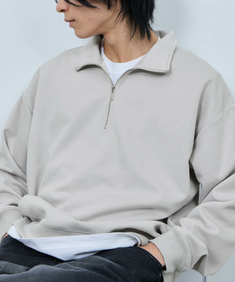 URBAN COLLECTION ふくれジャガード ハーフジップスウェット メンズ商品画像-11