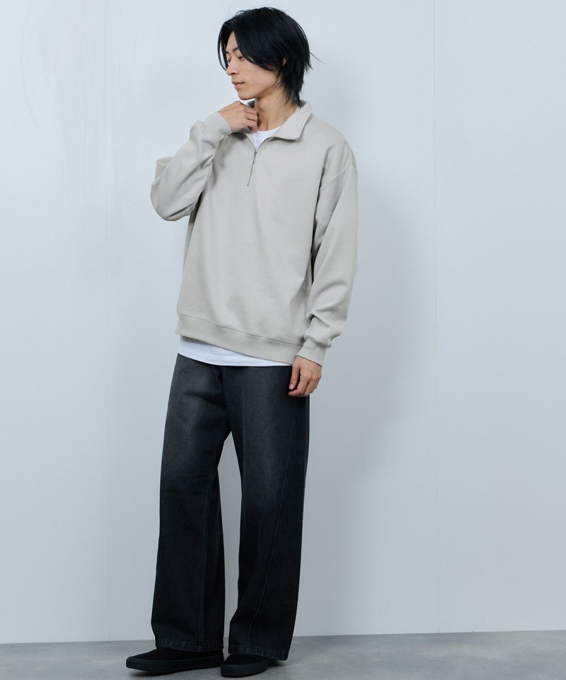 URBAN COLLECTION ふくれジャガード ハーフジップスウェット メンズ商品画像-12