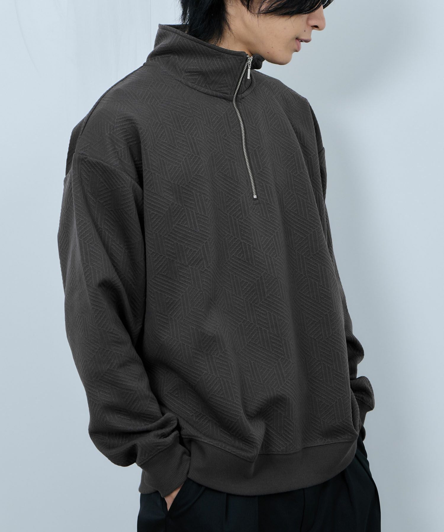 URBAN COLLECTION ふくれジャガード ハーフジップスウェット メンズ