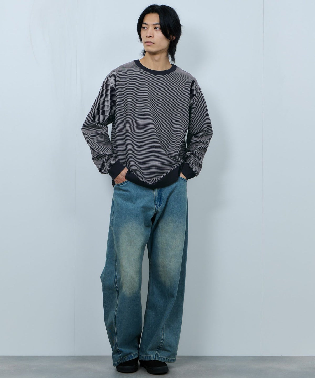 Real Standard ボーダークルーネックニット メンズ