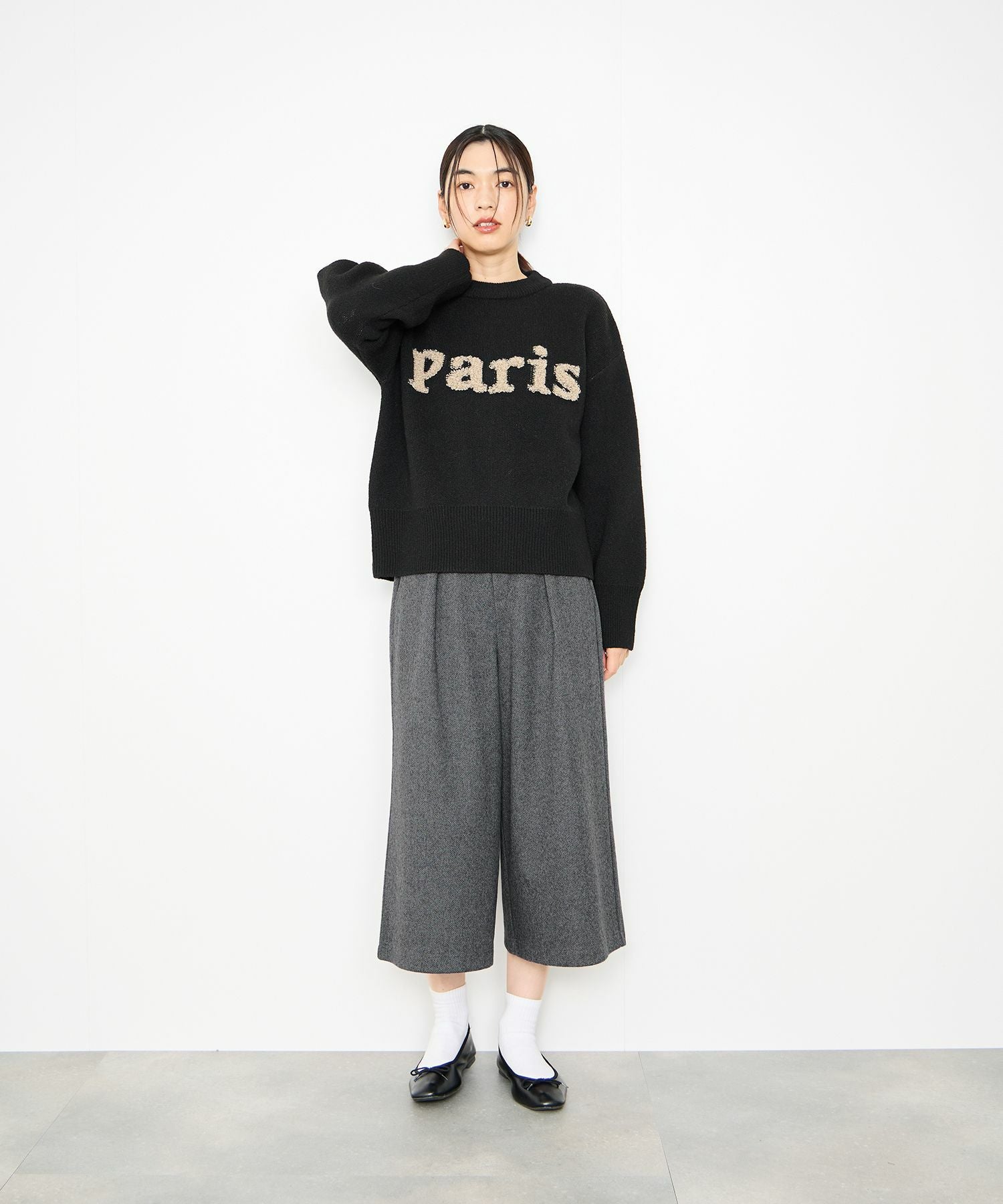 Idnes ツイードライククロップドパンツ レディース