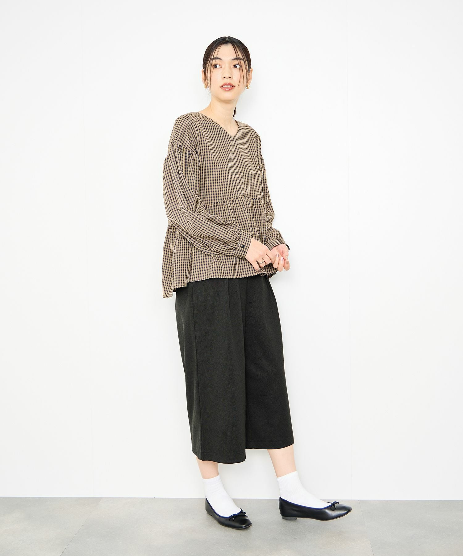 Idnes ツイードライククロップドパンツ レディース