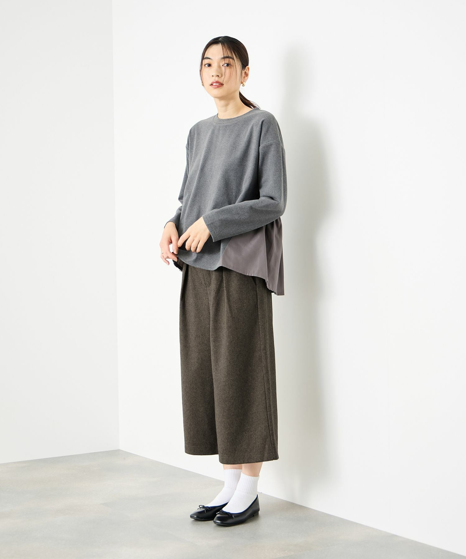 Idnes ツイードライククロップドパンツ レディース
