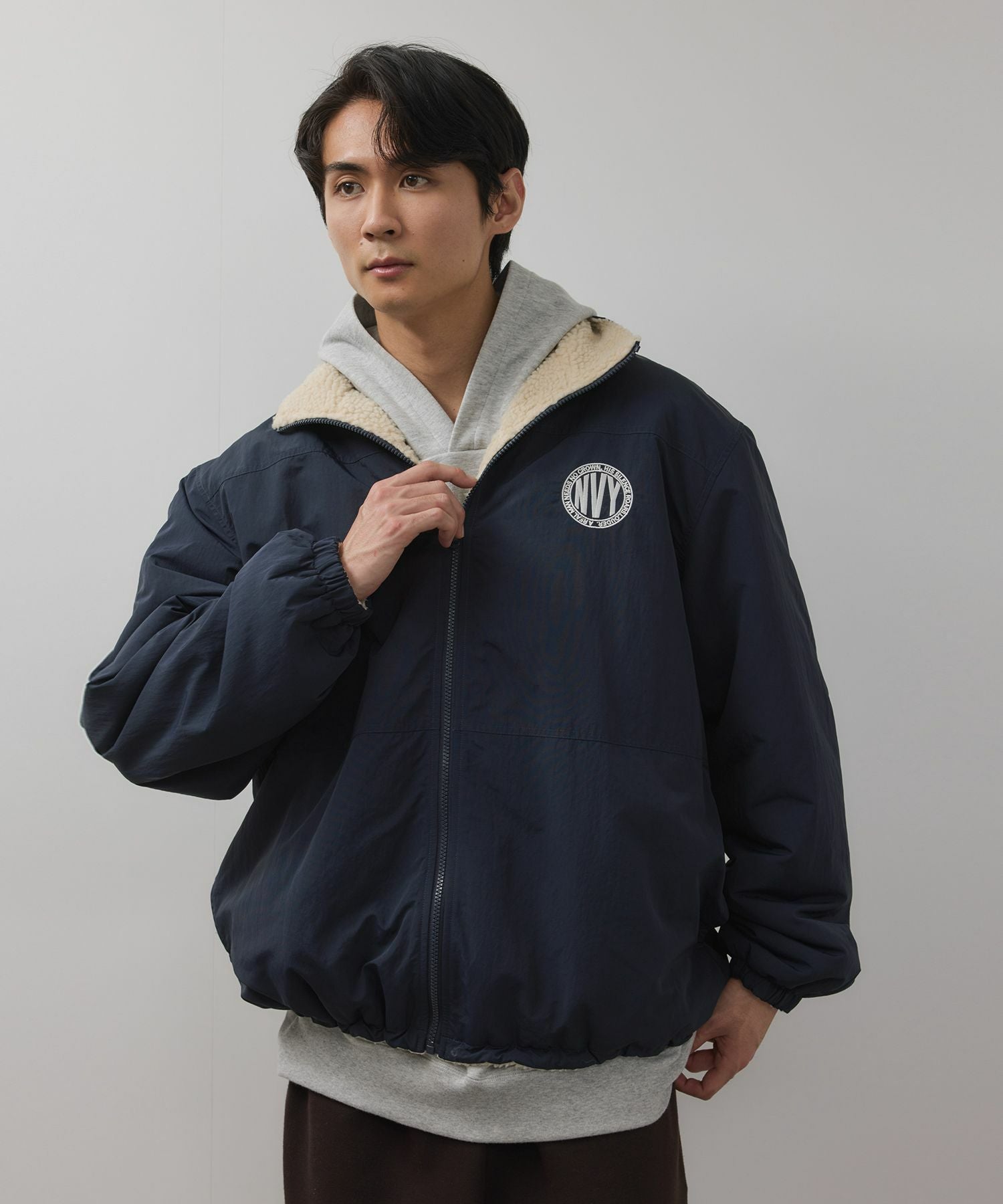 NAVY 裏ボアリバーシブルブルゾン メンズ