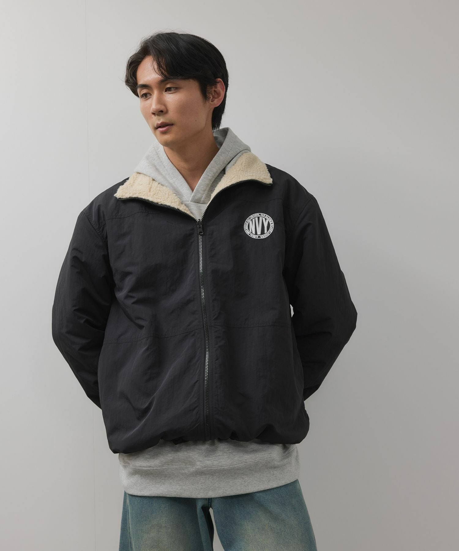 NAVY 裏ボアリバーシブルブルゾン メンズ NAVY 裏ボアリバーシブルブルゾン メンズ