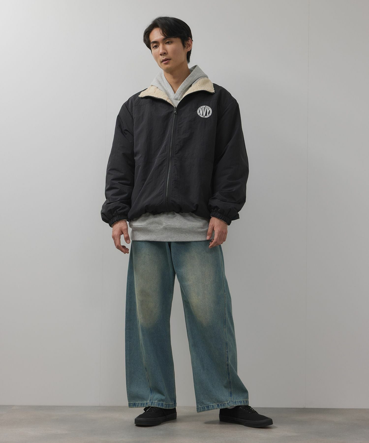 NAVY 裏ボアリバーシブルブルゾン メンズ