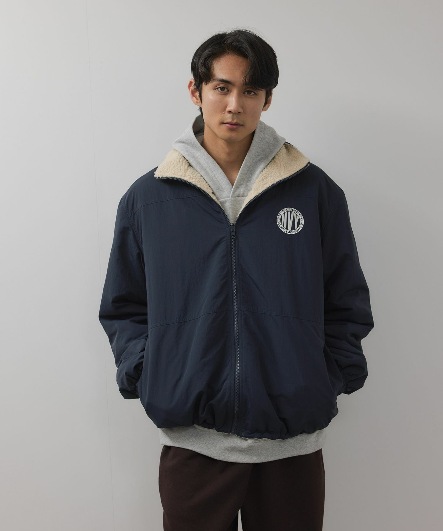 リバーシブルアウター　サイズ6 NAVY 裏ボアリバーシブルブルゾン メンズ