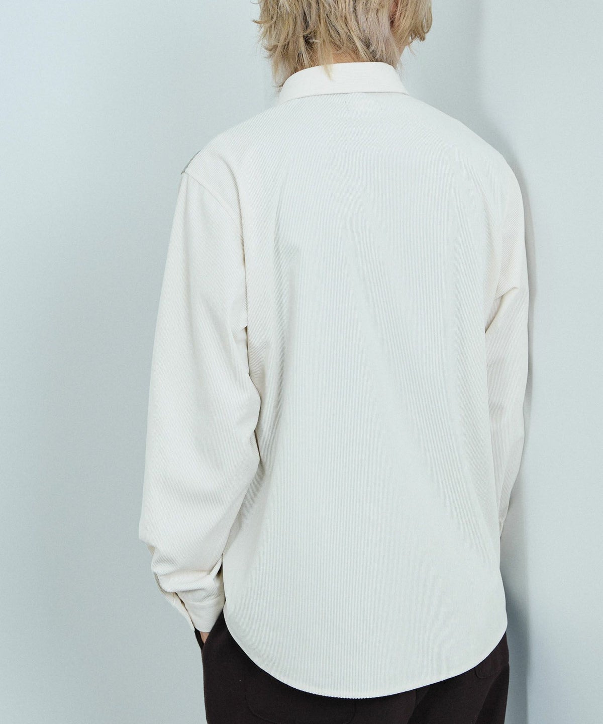 NAVY コーデュロイ切替レギュラーカラーシャツ メンズ