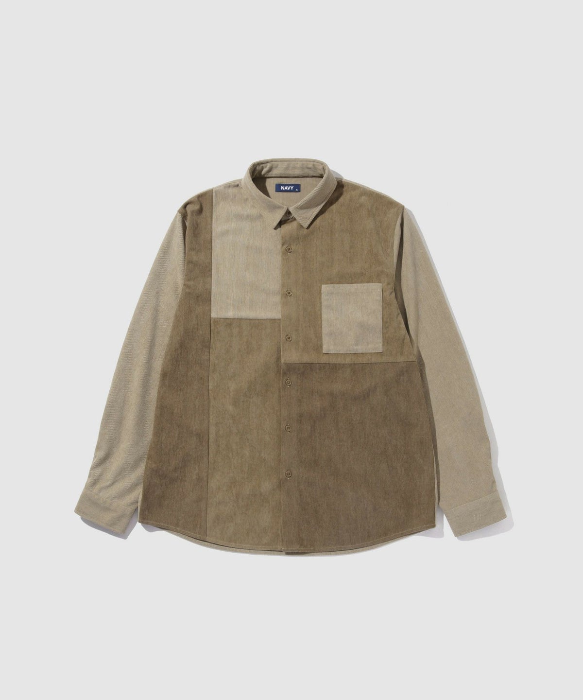 NAVY コーデュロイ切替レギュラーカラーシャツ メンズ