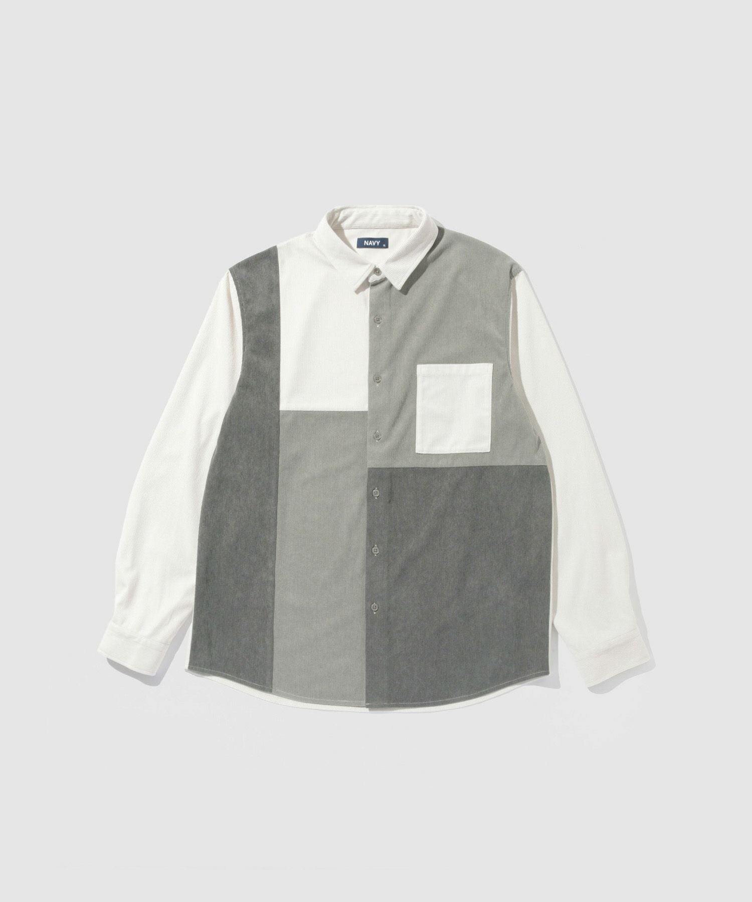 50s コーデュロイ 切り替え シャツ NAVY コーデュロイ切替レギュラーカラーシャツ メンズ