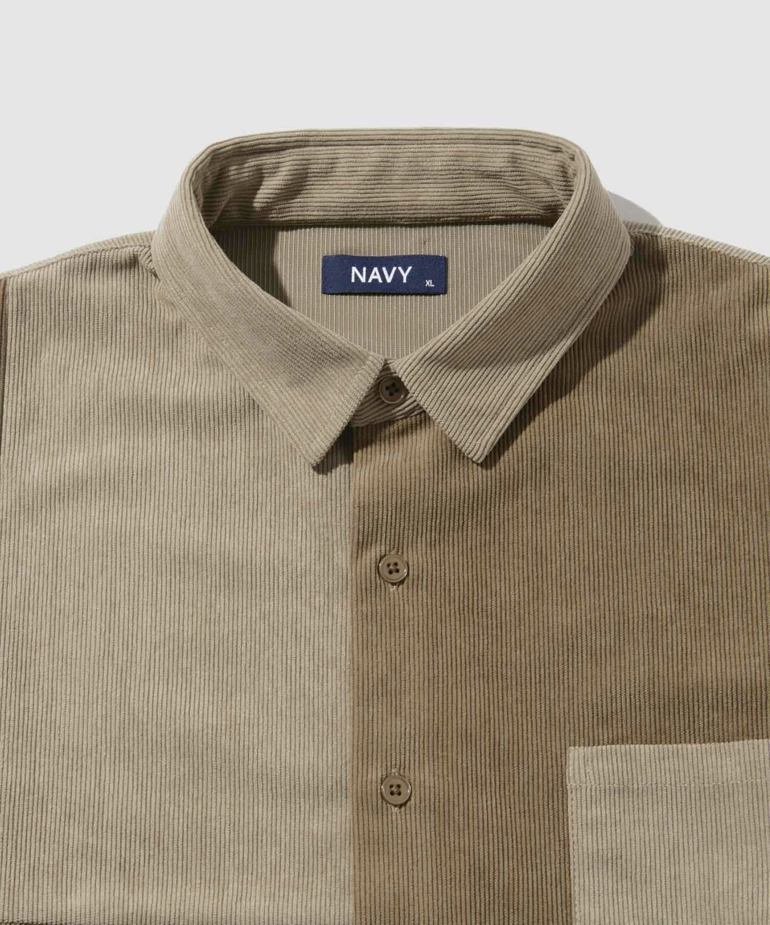 NAVY コーデュロイ切替レギュラーカラーシャツ メンズ