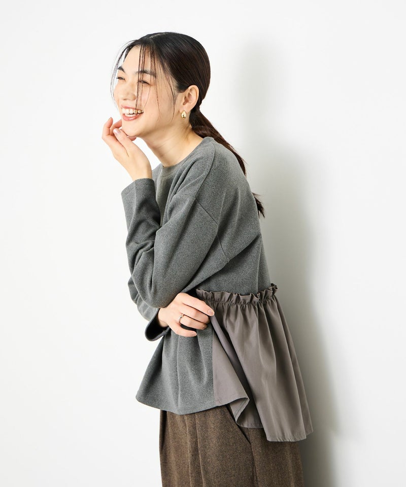 Idnes ドッキングペプラムプルオーバー レディース商品画像-1