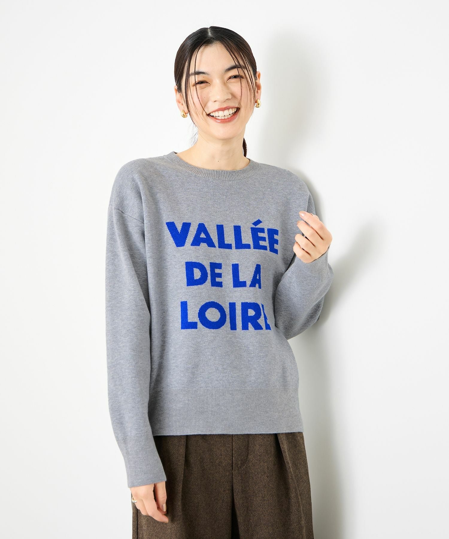Idnes ジャガードロゴニットプルオーバー レディース