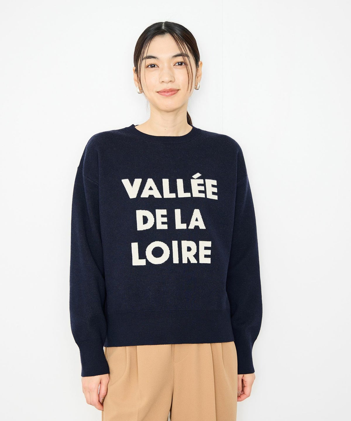 Idnes ジャガードロゴニットプルオーバー レディース