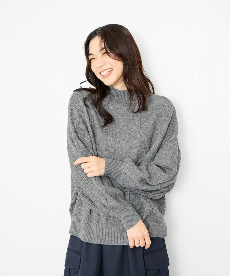 Idnes ケーブルハイネックニット レディース商品画像-12