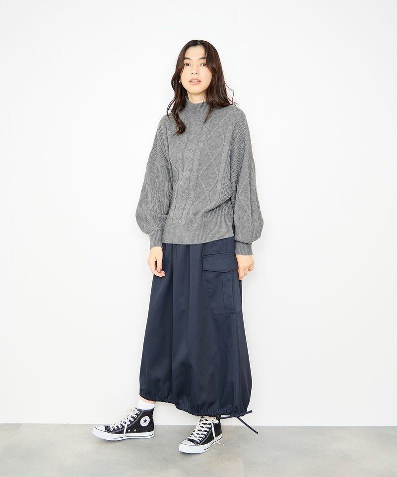 [期間限定knit]Idnes  ケーブルハイネックニット レディース商品画像-13