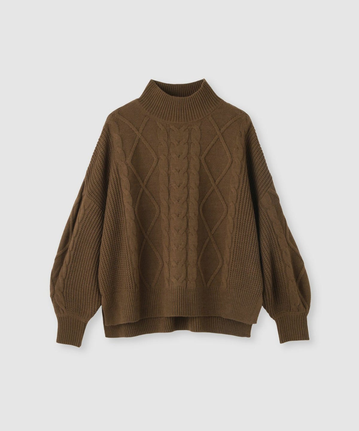 Idnes ケーブルハイネックニット レディース