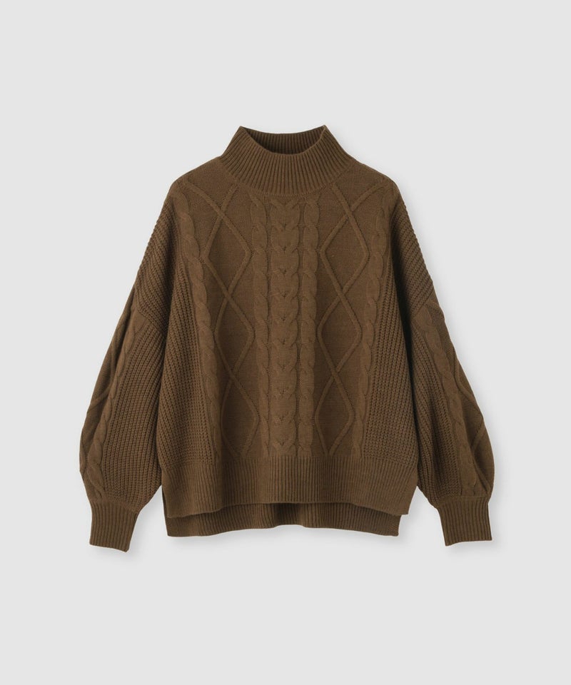 [期間限定knit]Idnes  ケーブルハイネックニット レディース商品画像-15