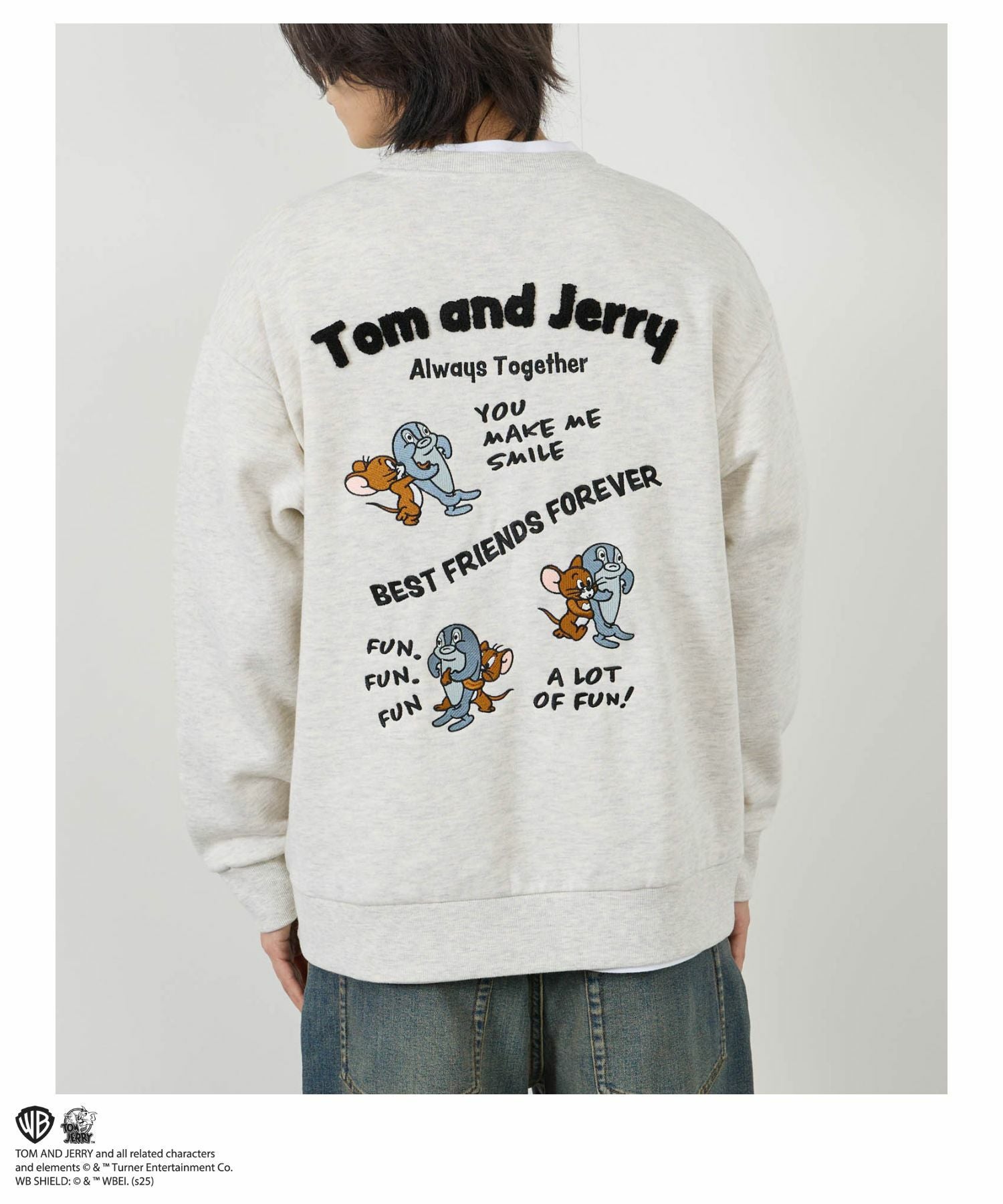 Tom and Jerry 魚総刺繍トレーナー メンズ