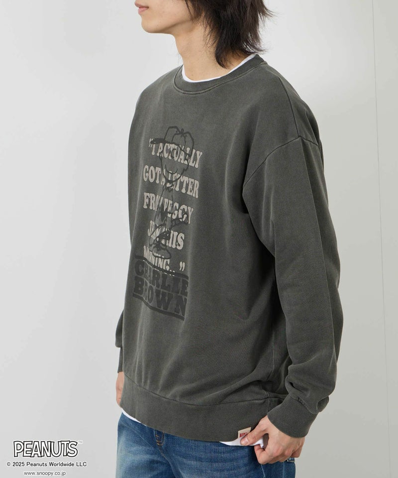 PEANUTS SNOOPY ピグメント加工プリントトレーナー メンズ商品画像-9