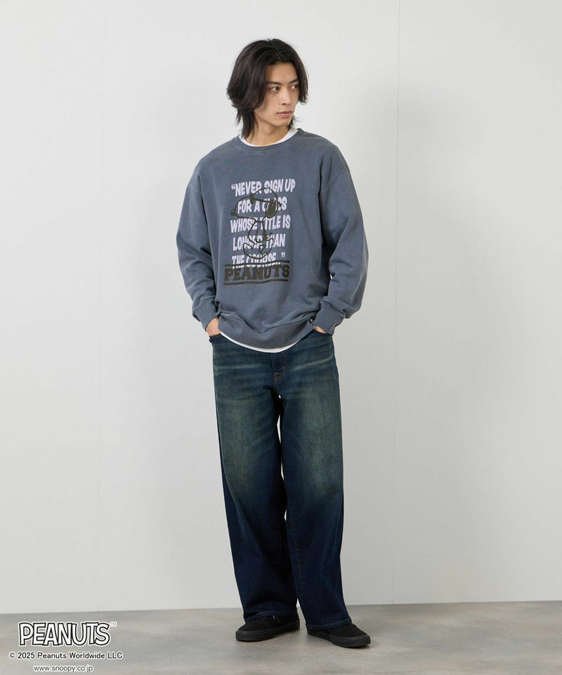PEANUTS SNOOPY ピグメント加工プリントトレーナー メンズ商品画像-19