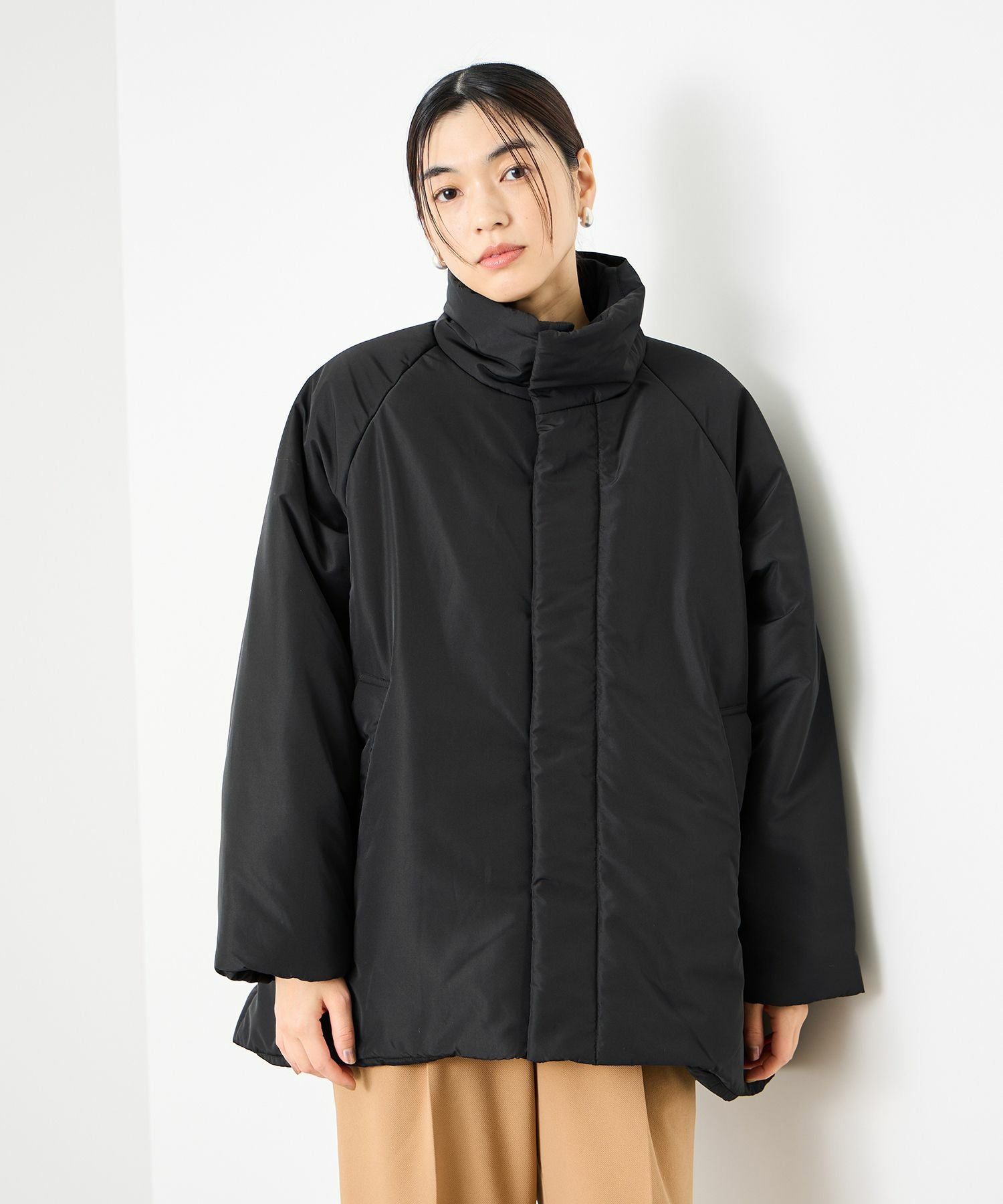 Idnes コクーン中綿ジャケット レディース