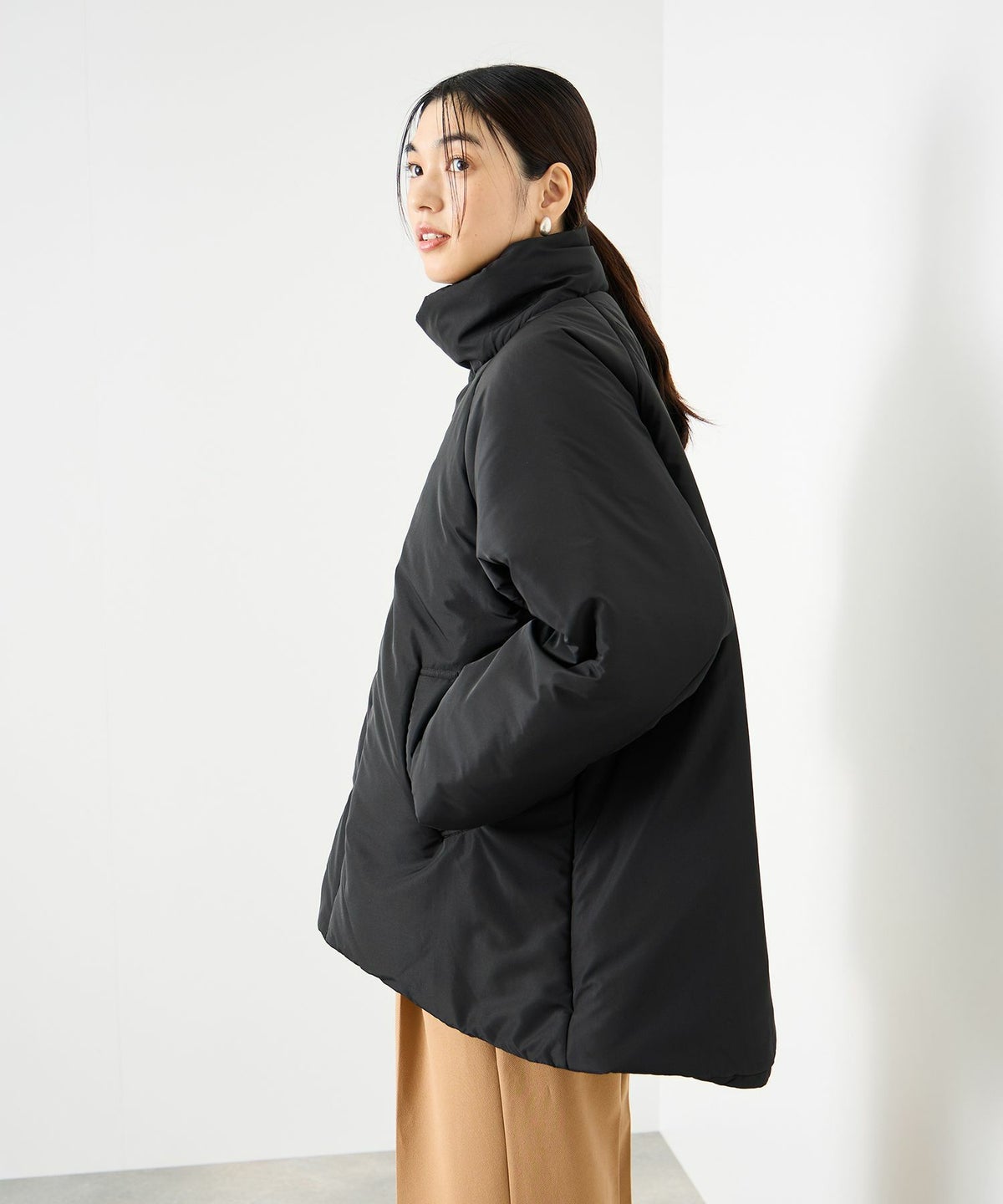 Idnes コクーン中綿ジャケット レディース