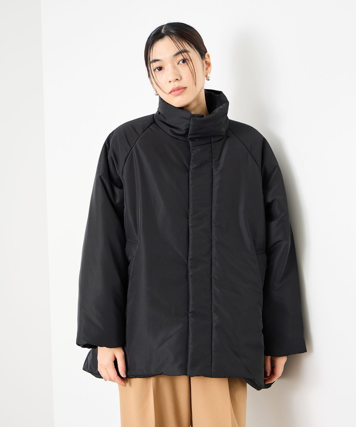 Idnes コクーン中綿ジャケット レディース