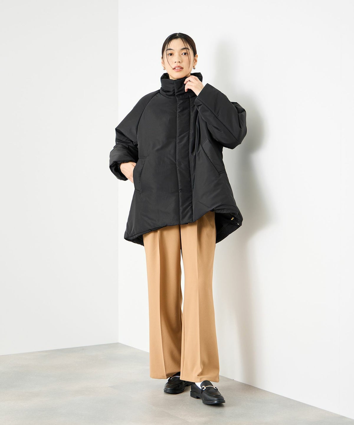 Idnes コクーン中綿ジャケット レディース