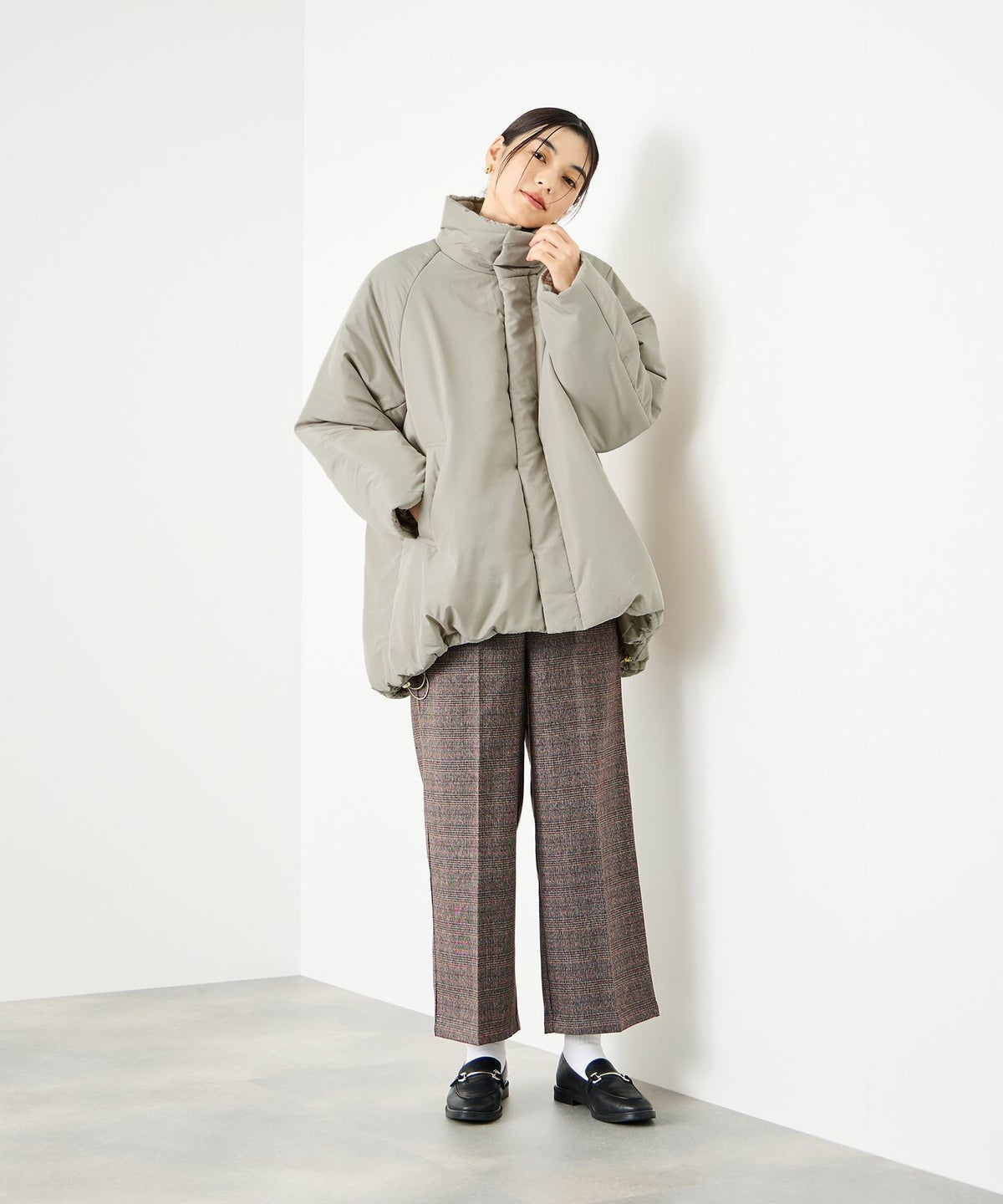 Idnes コクーン中綿ジャケット レディース