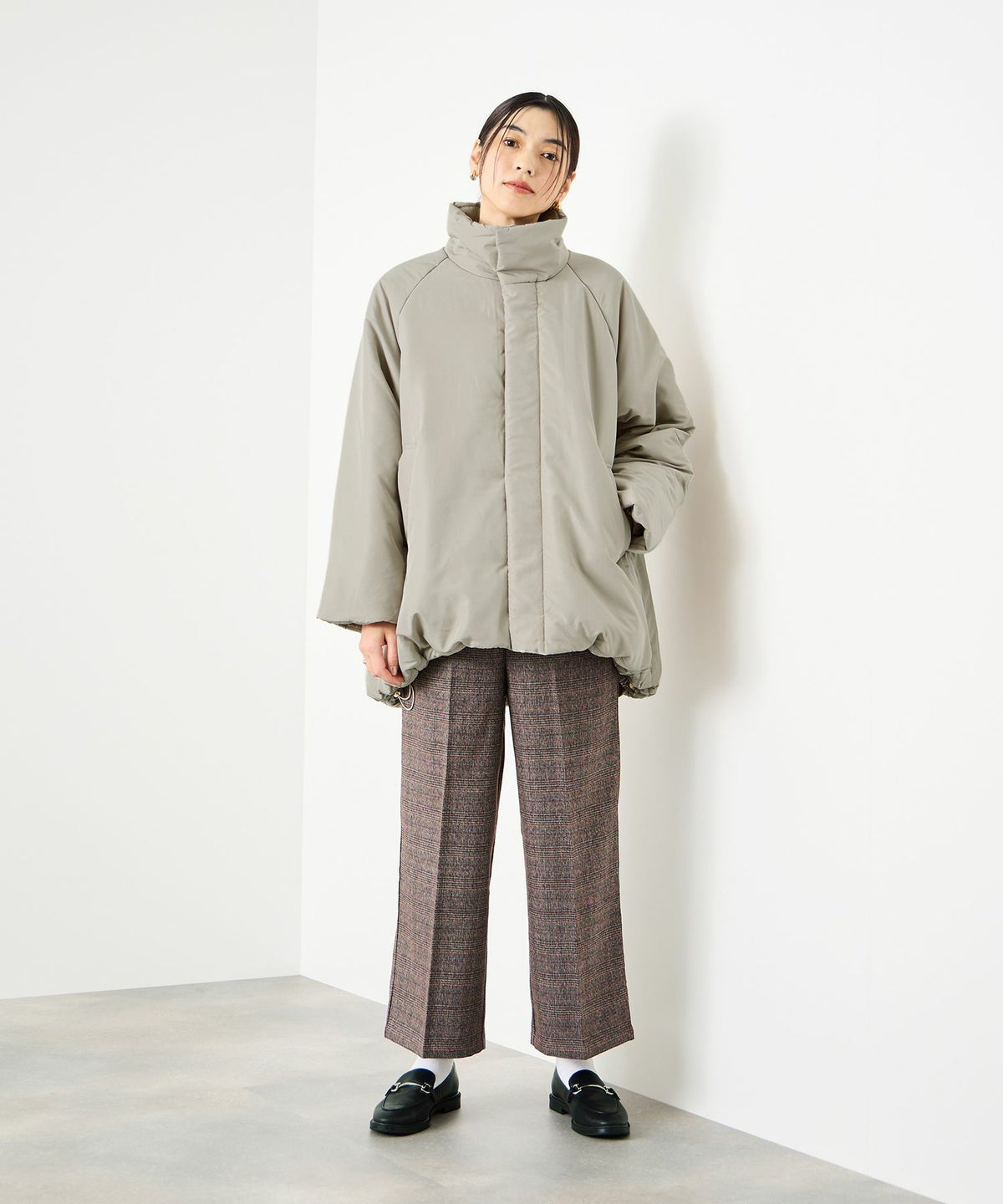 Idnes コクーン中綿ジャケット レディース