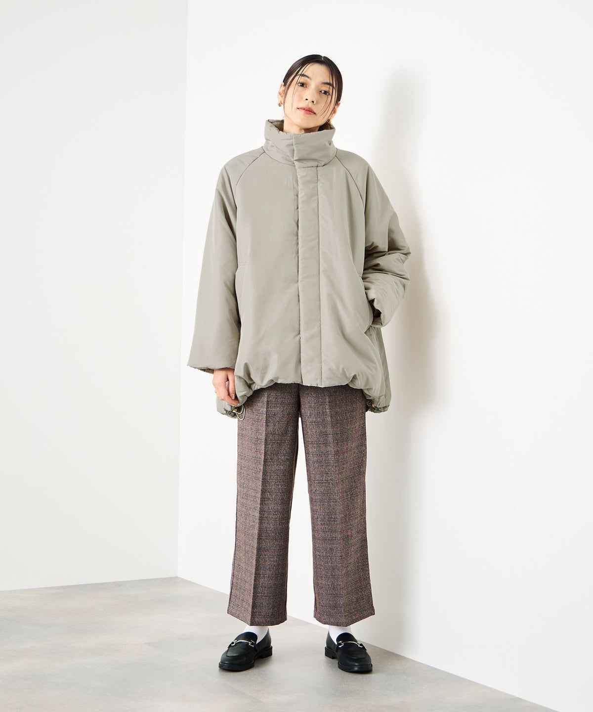 Idnes コクーン中綿ジャケット レディース