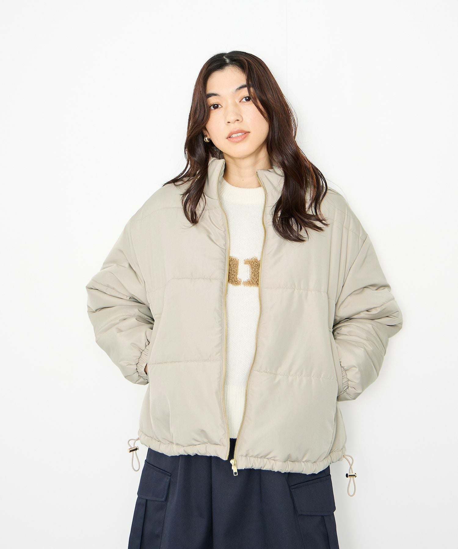 Idnes コンパクト中綿ジャケット レディース