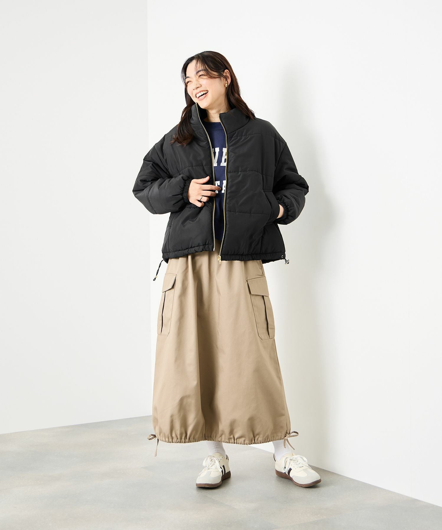 Idnes コンパクト中綿ジャケット レディース