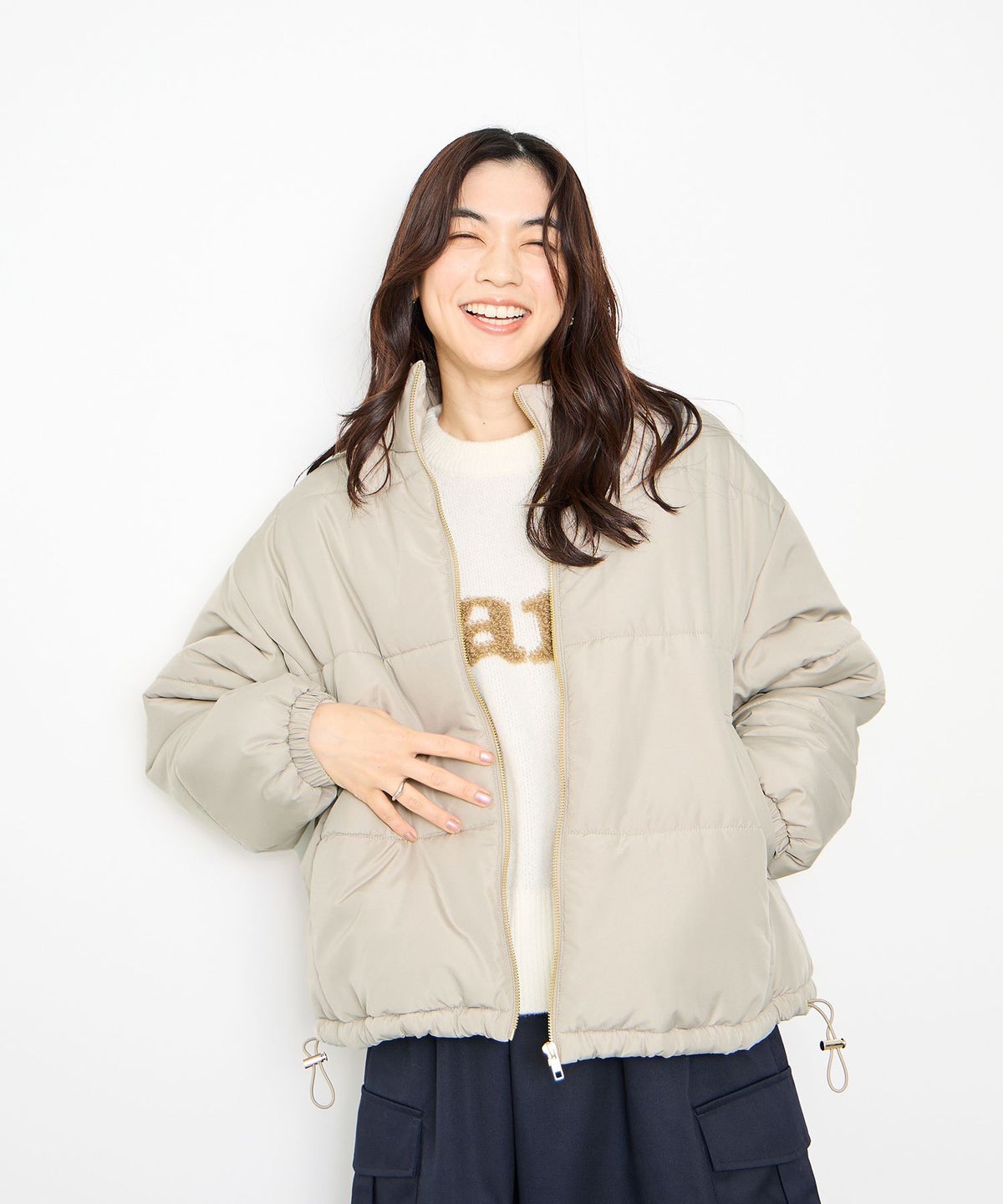 Idnes コクーン中綿ジャケット レディース