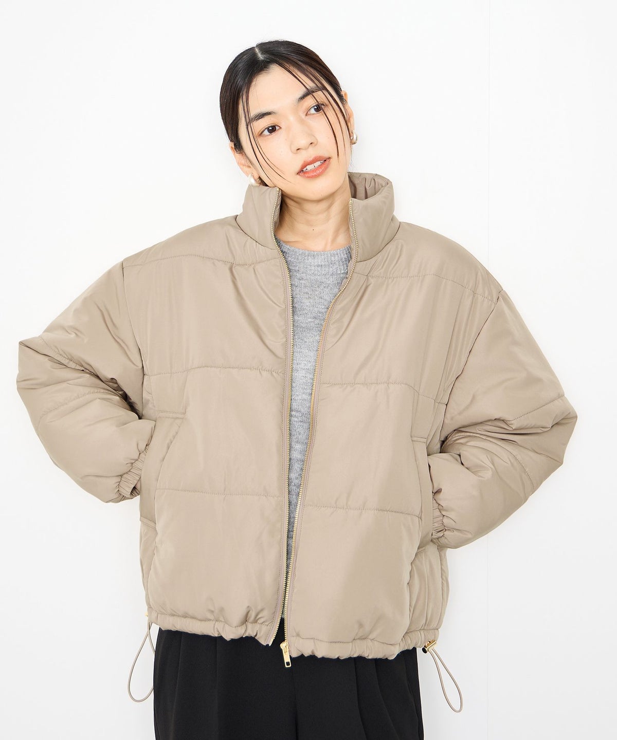 Idnes コクーン中綿ジャケット レディース