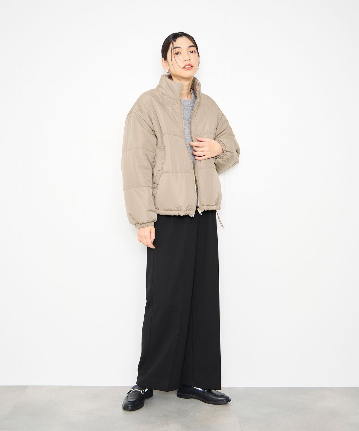 Idnes コクーン中綿ジャケット レディース