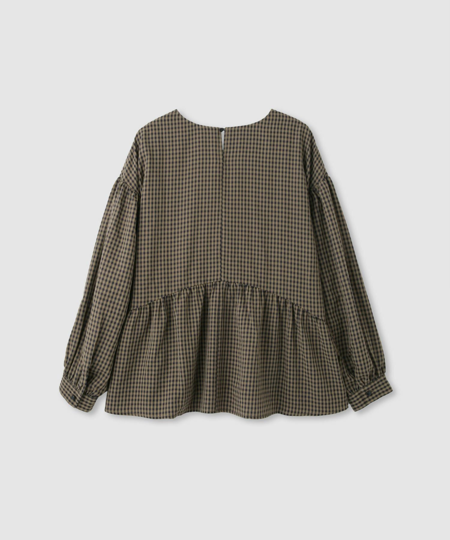 Idnes ペプラムギンガムチェックブラウス レディース