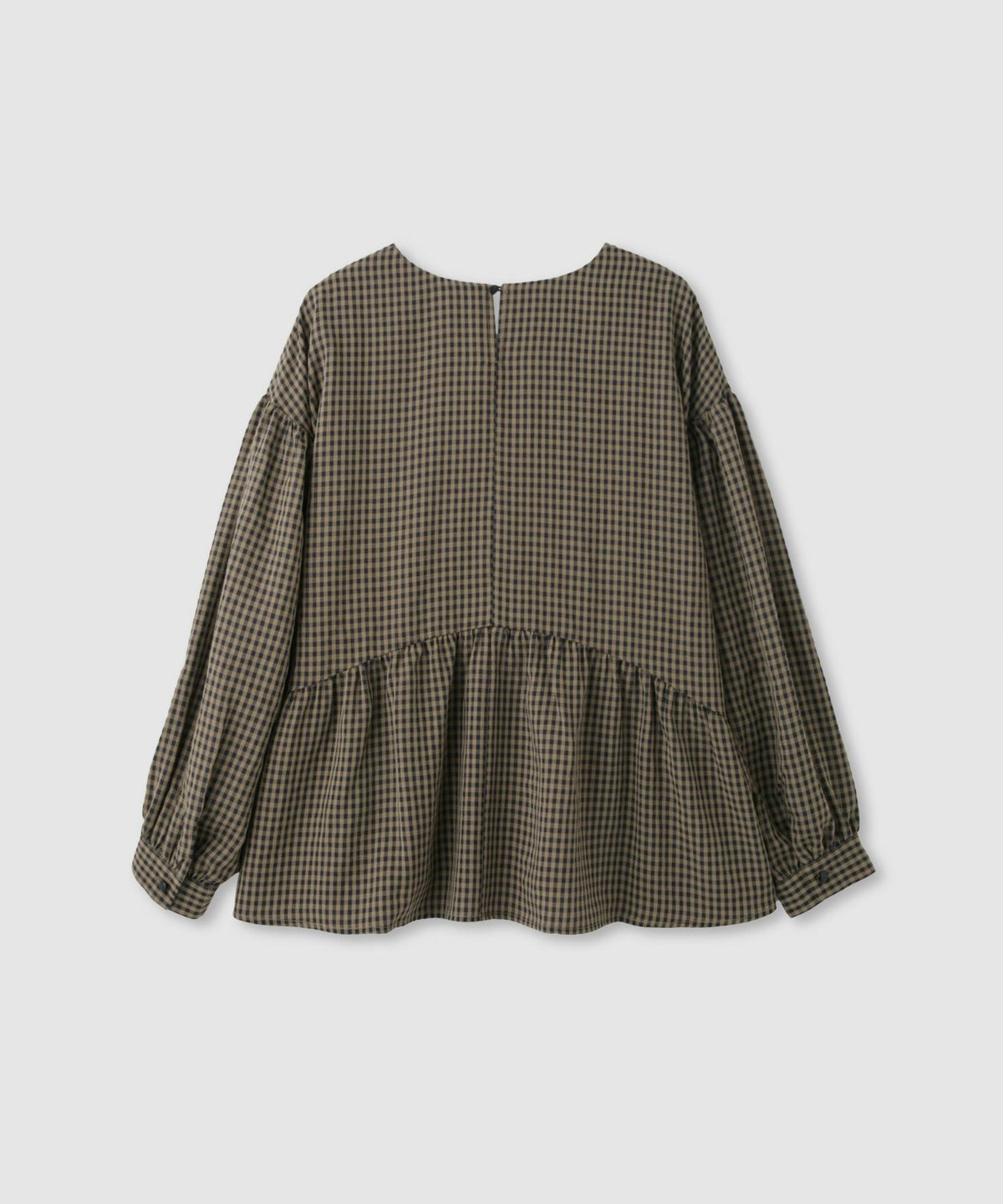 Idnes ペプラムギンガムチェックブラウス レディース