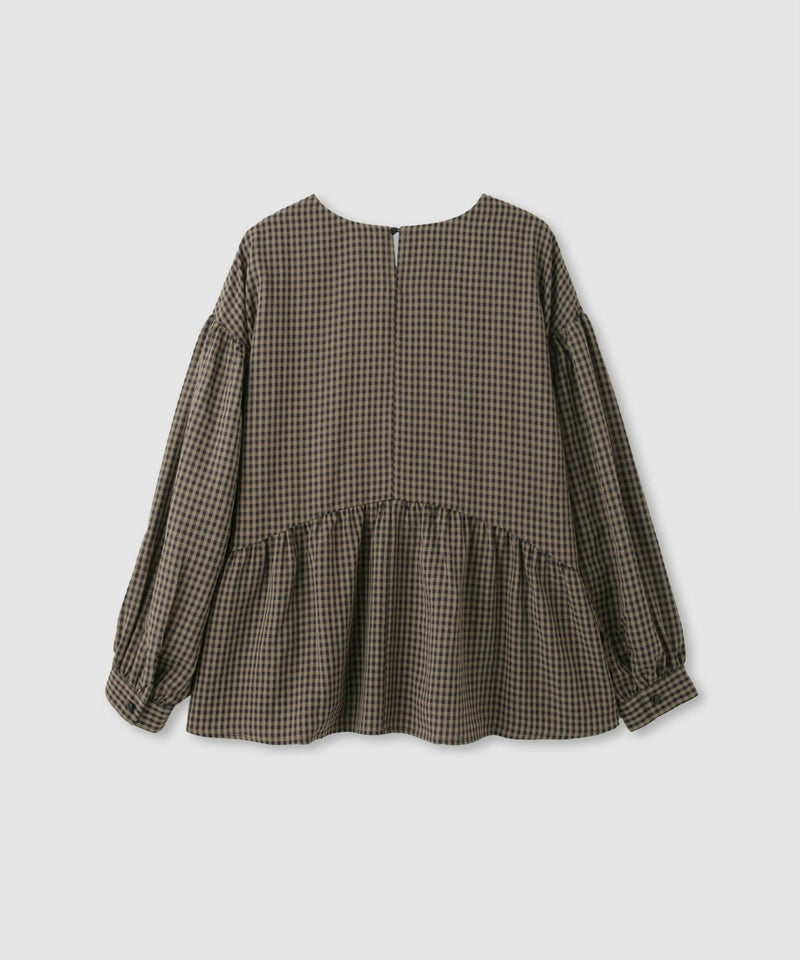 Idnes ペプラムギンガムチェックブラウス レディース商品画像-13