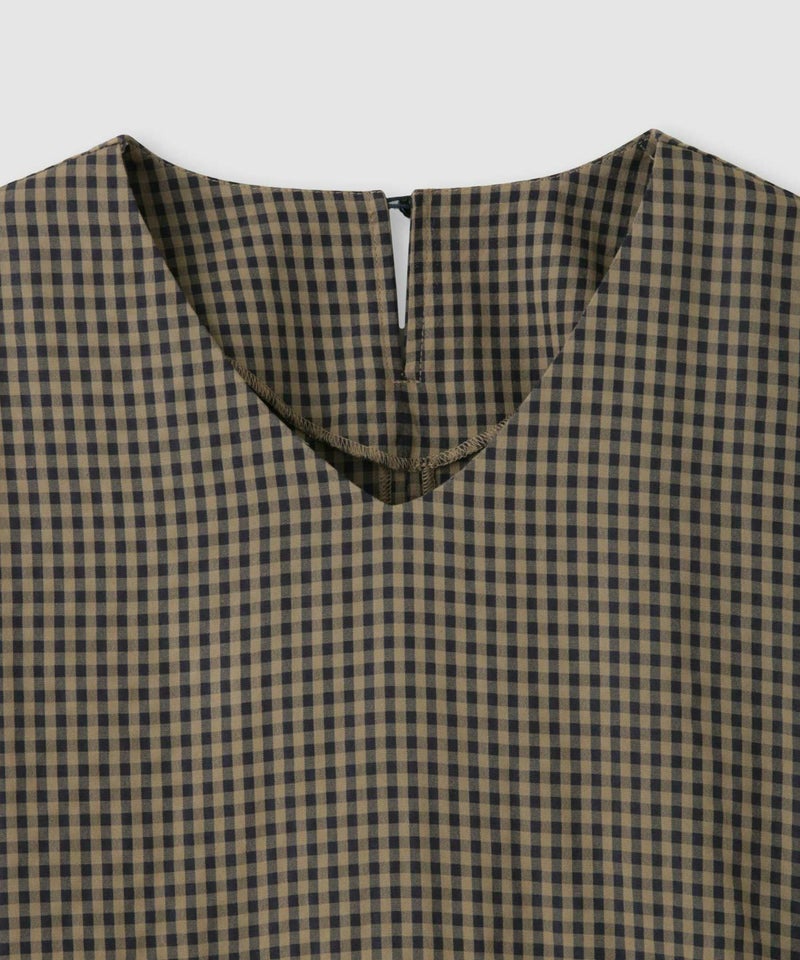 Idnes ペプラムギンガムチェックブラウス レディース商品画像-14