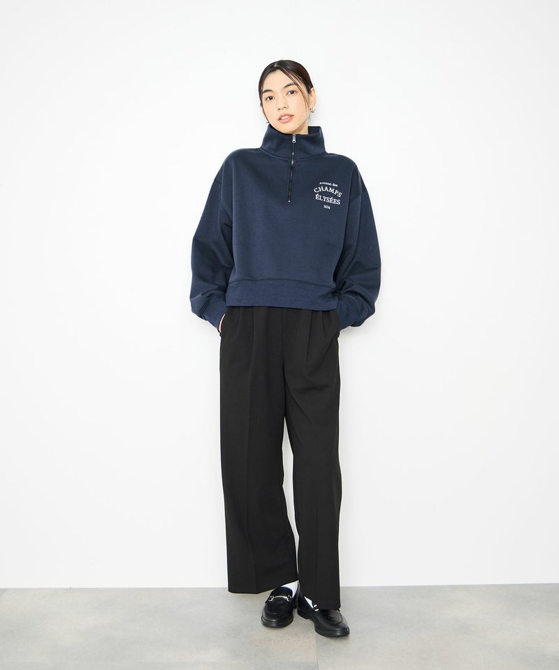 Idnes  裏起毛ロゴハーフジッププルオーバー レディース商品画像-6