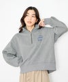 Idnes 裏起毛ロゴハーフジッププルオーバー レディース商品サムネイル-7