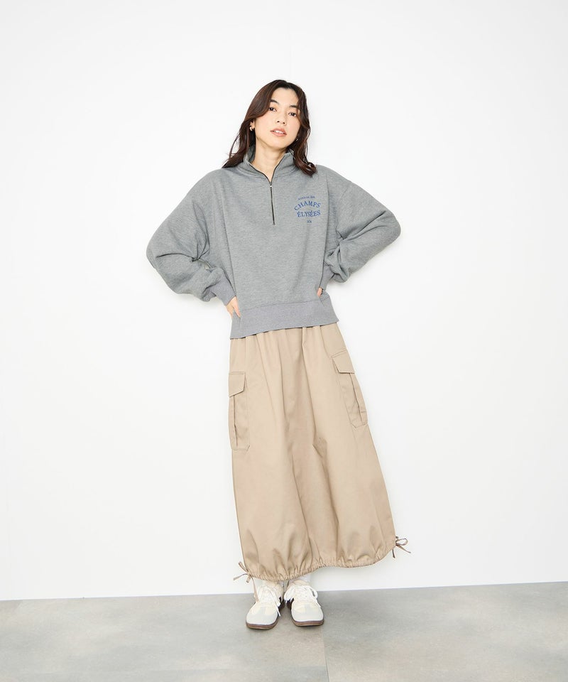 Idnes 裏起毛ロゴハーフジッププルオーバー レディース商品画像-9