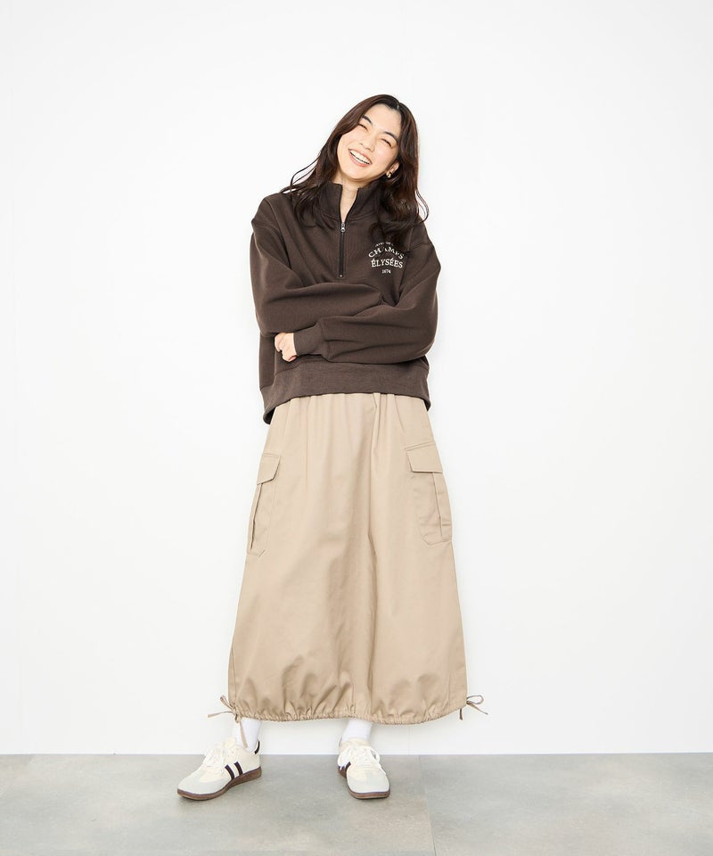 Idnes 裏起毛ロゴハーフジッププルオーバー レディース商品画像-13