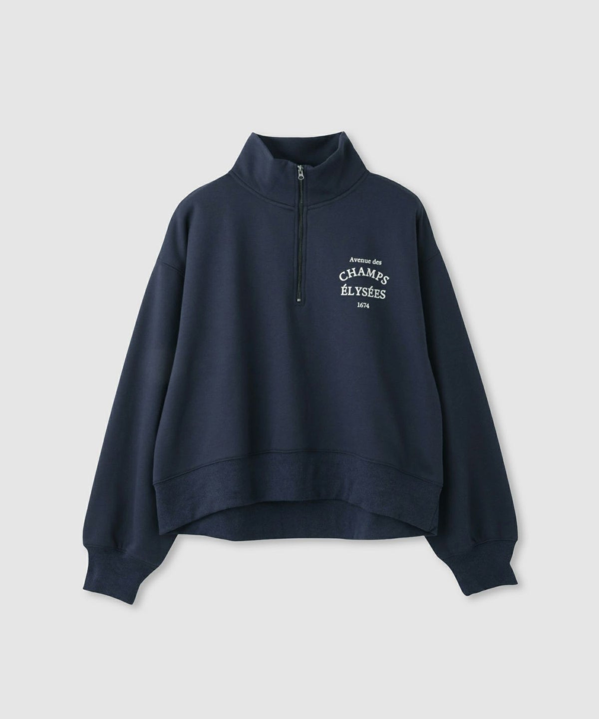  Idnes 裏起毛ロゴハーフジッププルオーバー レディース