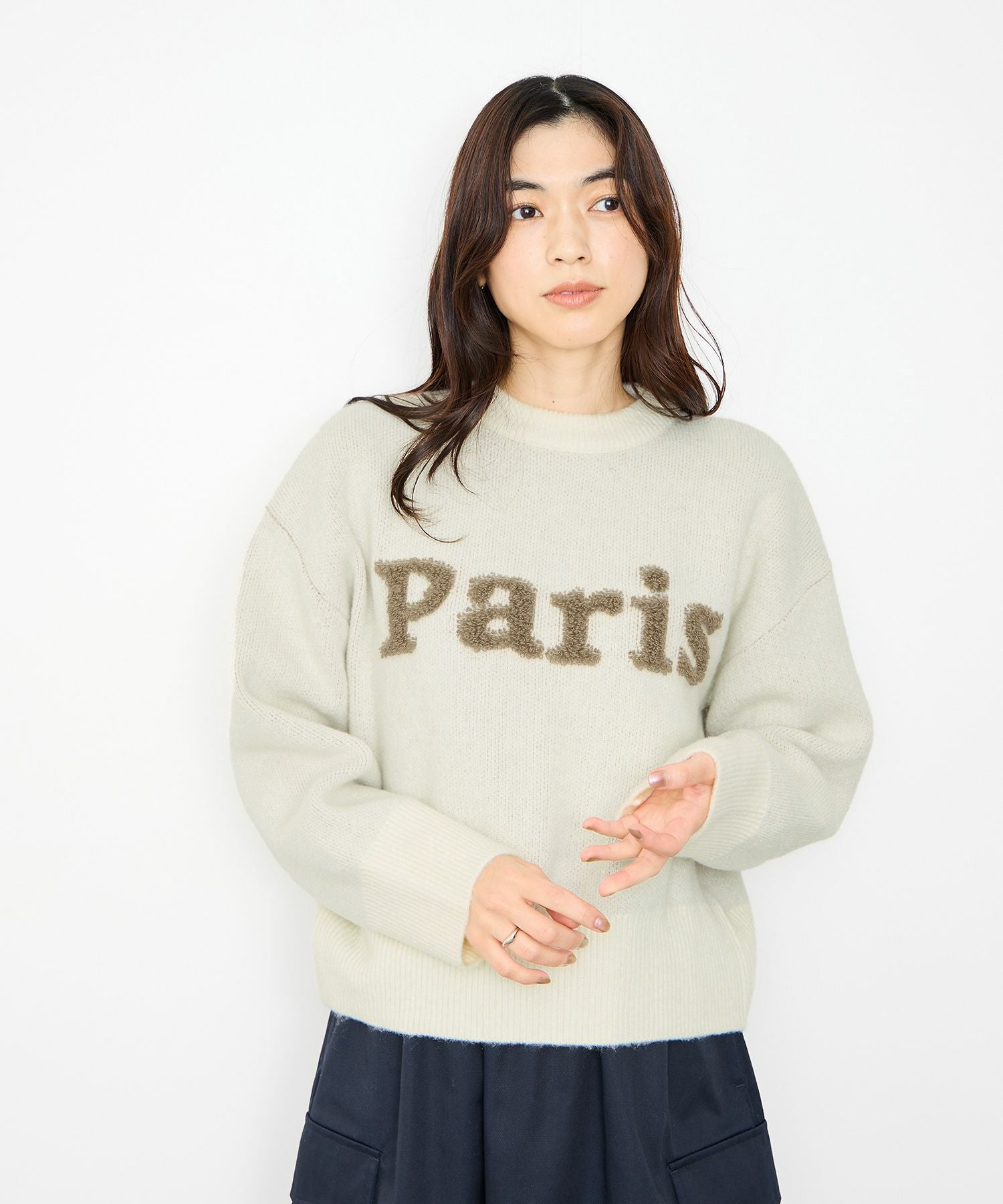 Idnes サガラ刺繍ニット レディース
